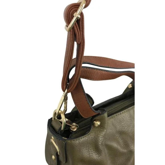 Olive Green Simply Noelle Convertible Faux Leather Crossbody Bag - Picture 4 of 12